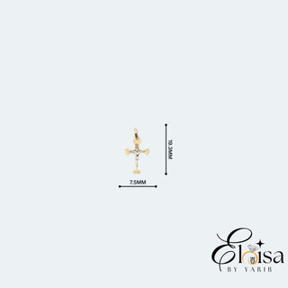 14Kt Fancy Small Two Tones Cross Pendant