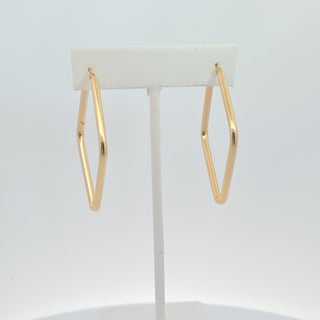 14K Diamond Shape Hoops Earrings 45 MM x 31 MM