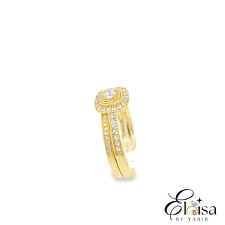 14K Square with Center  Diamond Ring 0.27 CT