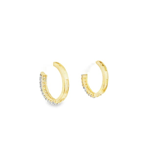 14Kt Three Lines Zirconia Huggies