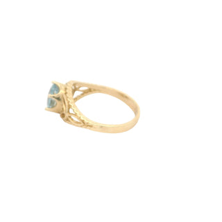 14Kt Vintage Light Blue Zirconia Gold Ring queen ring