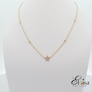 14Kt Star Pave Diamond Necklace