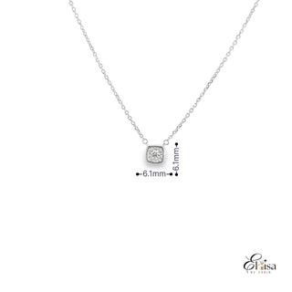 14Kt Square Bezel Diamond Center Necklace