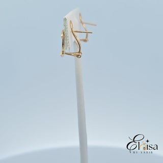 14Kt Omega Heart on Fire Earring