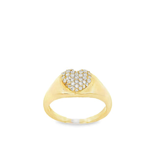 14K Ultra Solid Pave Heart Diamond Ring