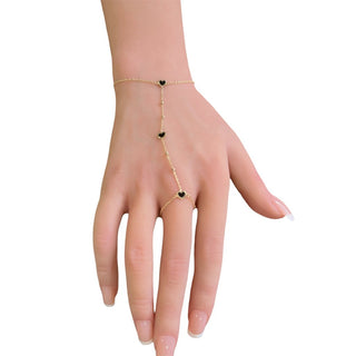 14Kt Heart Clon Bracelet - Black