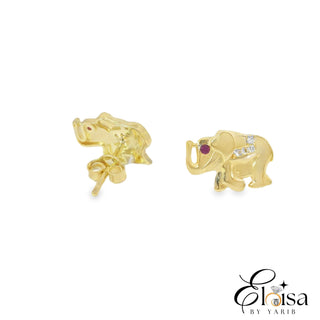 Elephant With Cubic Zirconia Adornment Stud Earring