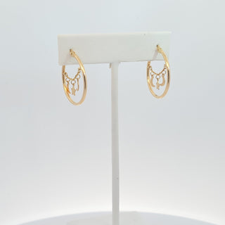 14k Hoops Earrings With Star and Moon Dangling