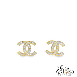 Medium C Zirconia with Bezel Stud Earrings