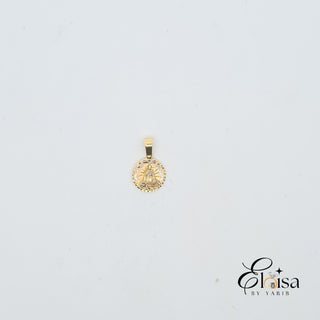 14Kt Tiny Round Medal Virgen de la Caridad Pendant
