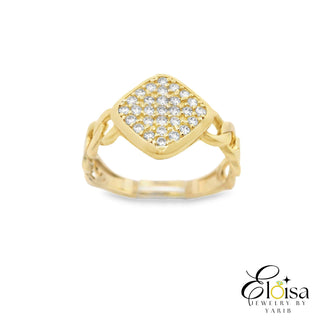 14Kt Micro Pave Rombo Ring