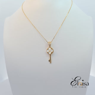 14Kt Flower Key Necklace