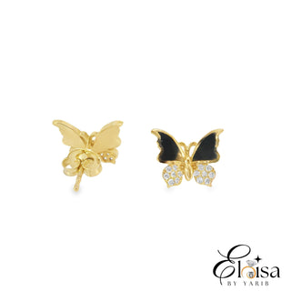 Enamel and Zirconia Butterfly Stud Earrings