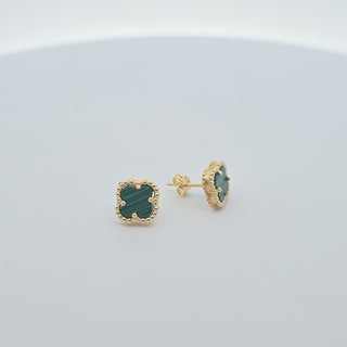14Kt Green Clover 10.5MM Stud Earring