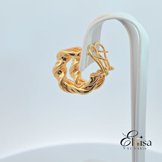 14Kt Chunky Twisted Hoops Omega Earring