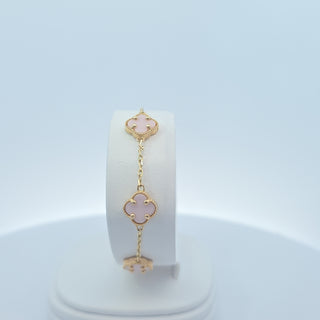 14Kt Pink Five Clover 9MM Bracelet