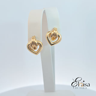 14Kt Omega Heart on Fire Earring