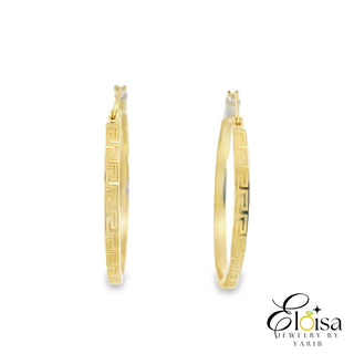 14Kt Square Round Vs Design Hoops Earrings 27MM