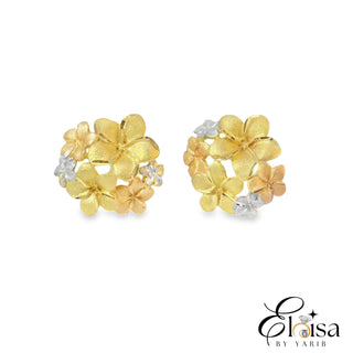 Tri-Color Fancy Flower Stud Earring