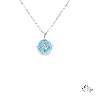 14Kt Turquoise and Diamond Necklace