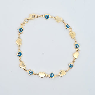 14Kt Eye and Heart Bracelet