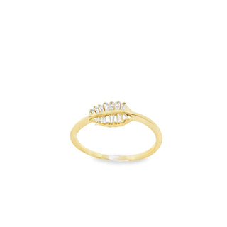 14K Baguette Leaf Diamond Ring