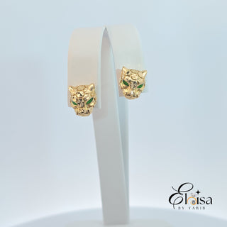 14K Green Eyes Panter Stud Earring