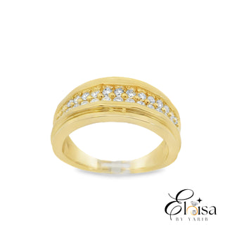 14Kt Wedding band Double Line Of Diamond Ring