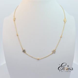 14Kt White Flower Necklace