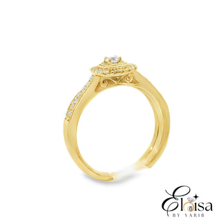 14K Square with Center  Diamond Ring 0.27 CT