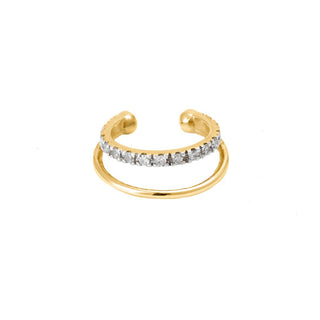 14K Double Diamond Earring Cuff