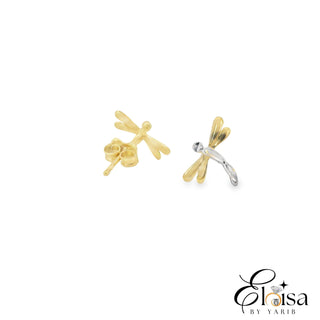 Two Tones Dragonfly Stud Earrings