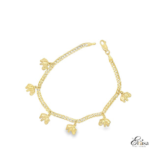 14Kt Solid Curb Link with Dangling Puff Elephant Charms