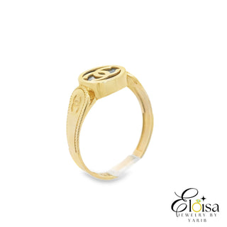 14Kt Small CC Ring With Black