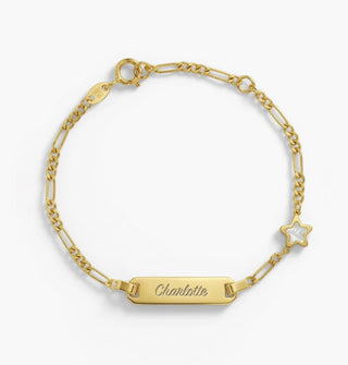 14k Gold Mother of Pearl Star Baby ID Bracelet