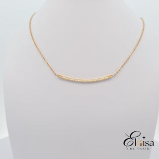 14Kt Curved Bar Diamond Necklace