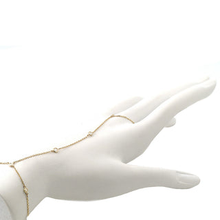 Yellow Gold Clon Hand Chain With Five Bezel Diamond  Bracelets