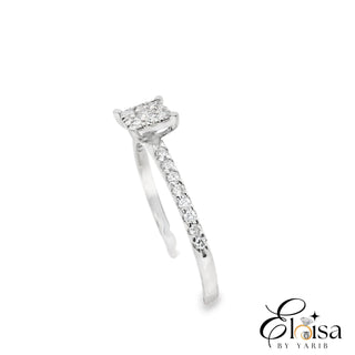 14K White Gold Solitaire Square With Four Prong Diamond 0.15 CT