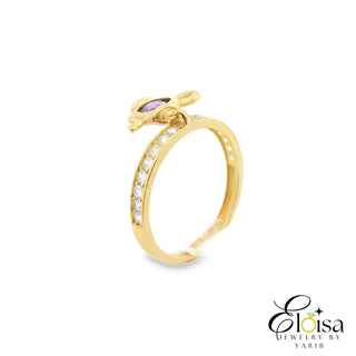 14Kt Gold Teapot Synthetic Amethyst Ring