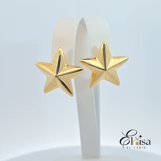 14Kt Big Star Omega Earring