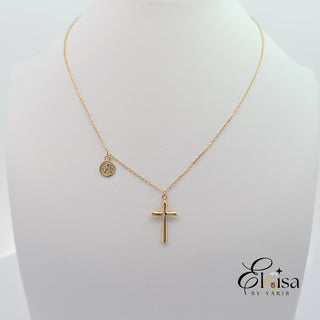 14Kt Cross and Angel Medal Necklace
