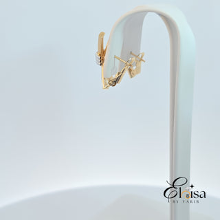 14K Two Tones X Omega Earring