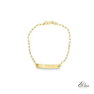 14Kt Paper Clip Baby ID Bracelet 2MM 6"