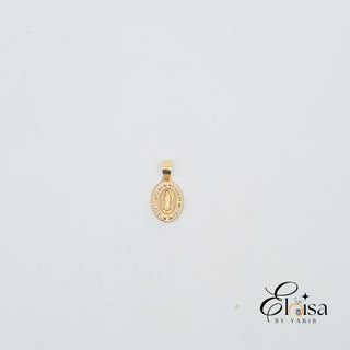 14Kt Oval Medal Guadalupe with Cz Bezel Pendant