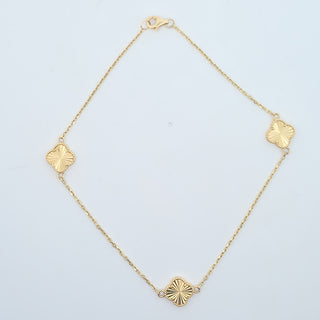 Fancy Link With Gold Flowers Anklet 1 MM 10.5"