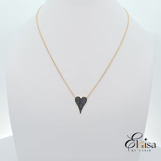 14K Black Diamond Heart Necklace