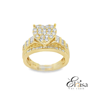14Kt Heart princess Style Diamond Ring