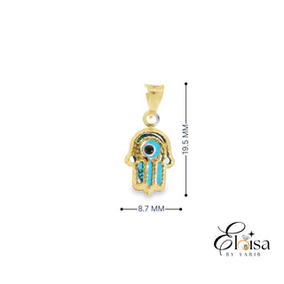 14K Blue Filigree Hamsa Pendant