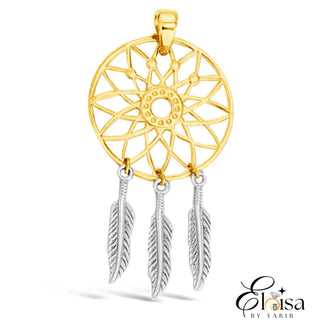 14K Two Tones Dream Catcher Pendant