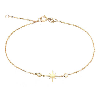 14K Star Round Bezel Diamond Bracelet